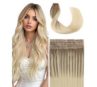 SURNEL Injected Tape in Hair Extensions 18Inch Light Brown Fading to Platinum Blonde Natural Real Hair Extension Upgraded Seamless Remy Invisible Skin Weft Straight 20 Pcs 40g(#860-18)