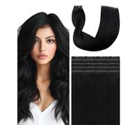 SURNEL Injected Tape in Hair Extensions 22 Inch Natural Real Hair Extension 20 Pcs 50g Jet Black Upgraded Seamless Remy Invisible Skin Weft Straight (#1-22)