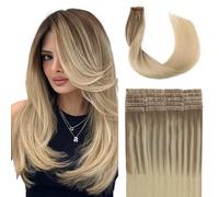 SURNEL Injected Tape in Hair Extensions 22Inch Light Brown Fading to Platinum Blonde Natural Real Hair Extension Upgraded Seamless Remy Invisible Skin Weft Straight 20 Pcs 50g(#860-22)
