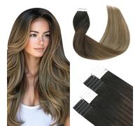 SURNEL Tape Extensions Real Hair 18 Inch Tape-In Soft Hair Extensions 50 g Colour 1B/4/27 Dark Roots to Blonde Balayage Tape-in Real Hair (Tape #1B/4/27-45 cm)