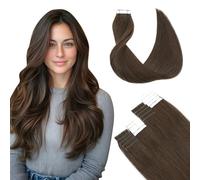 SURNEL Tape in Extensions Real Human Hair 20 inch Color 4 Medium Brown 20 Pcs 50 G Hair Extensions Invisible Tape in Hair Extensions Double Sided Glue on Hair (T20inch, 4)
