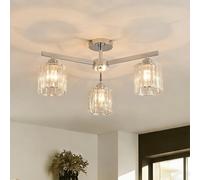 Surpars House Ceiling Light, 3 Lights Crystal Chandelier, Modern Elegant Ceiling Lighting Easy Installation Lighting Fixture with Durable Metal Frame for Living Room, Bedroom, Dining Room,Silver