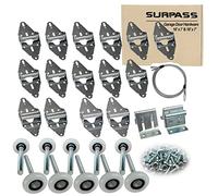 Surpass Industrial Garage Door Roller/Hinge/Top Bracket/Wire Rope Kit (16'x7' & 18'x7' Double Doors, White/Black/Silver, Nylon, Brushed Finish, 100,000 Cycle Lifespan, 3-Year Warranty)