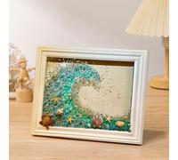 Surperfect Sea Glass Art Kit for Adults, DIY Ocean Theme Resin Craft Kit with Sea Turtle Design, Create Beach Style Sea Glass Wall Art, Coastal Home Décor Painting Kit (B)