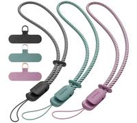 SURPHY 3 Pack Phone Wrist Strap, with CellPhone Tether Tab, Adjustable Phone Lanyard Anti-Theft Phone Strap, Black & Green & Lilac Purple