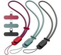 SURPHY 3 Pack Phone Wrist Strap, with CellPhone Tether Tab, Adjustable Phone Lanyard Anti-Theft Phone Strap, Red & Black & Green