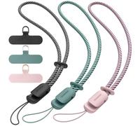 SURPHY 3 Pack Phone Wrist Strap, with CellPhone Tether Tab, Adjustable Phone Lanyard Anti-Theft Phone Strap, Black & Green & Pink