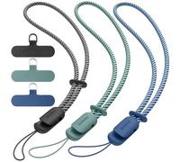 SURPHY 3 Pack Phone Wrist Strap, with CellPhone Tether Tab, Adjustable Phone Lanyard Anti-Theft Phone Strap, Black & Green & Blue Jay