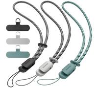 SURPHY 3 Pack Phone Wrist Strap, with CellPhone Tether Tab, Adjustable Phone Lanyard Anti-Theft Phone Strap, Black & Green & Grey