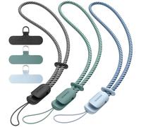 SURPHY 3 Pack Phone Wrist Strap, with CellPhone Tether Tab, Adjustable Phone Lanyard Anti-Theft Phone Strap, Black & Cloud Blue & Green