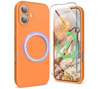 SURPHY Magnetic for iPhone 17 Case, Upgraded [Full Camera Protection] [Liquid Silicone] Shockproof Gel Rubber Phone Case for iPhone 17 6.3 inch 2025, Orange