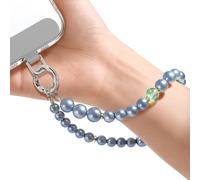 SURPHY Phone Charm, Pearl Phone Strap with Keychain & Tether Tab, Beaded Bracelets Strap for Women, Anti-Lost Wrist Lanyard Chain, Pearl Ocean