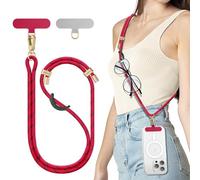 SURPHY Phone Lanyard with Patch, Adjustable Crossbody Phone Strap, Neck Phone Holder Compatible with Most Phones, Airpods, Key Lanyard and more, Christmas Red