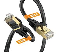 Surplay Cat8 Ethernet Cable 30FT Round Cord 40Gbps Updated Triple Shielded & Ground Wire Heavy Duty Gigabit Cat 8 Internet Line for Long-Distance,Gold-Plated RJ45+Cover+20Clips for Router,LAN,AI