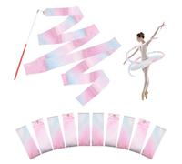 Surplex 10 Pack Flashing Dance Ribbons, Gymnastics Ribbon Twirling Streamers for Kids - Colorful Rhythmic Dancer Set for Artistic Gymnastics, Birthday Parties, Carnival Shows, Baton Twirling (Pink)