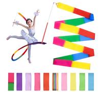 Surplex 10pcs Rhythmic Dance Ribbons, Colorful Gymnastic Ribbons Streamers with a Twirling Rod for Talent Shows, Dance Wand Children Rainbow Band Ideal for Girls on Children's Birthday party, Christma