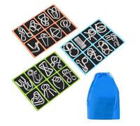 Surplex 24 Piece Metal Wire IQ Brain Teaser Puzzle Set - Mind Games for Kids & Adults - Party Bag & Stocking Fillers - Mini School Gift Party Favors with Instructions