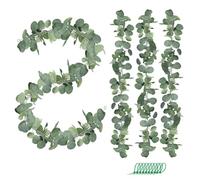 Surplex 4 Pack Artificial Eucalyptus Garland, 1.8m Faux Silver Dollar Eucalyptus Vines, Fake Hanging Greenery Plants for Wedding Arch, Backdrop, Wall, Table, Indoor & Outdoor Decor