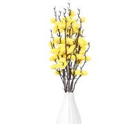 Surplex 6 Pack Artificial Yellow Plum Blossom, Fake Silk Fabric Plum Floral Bouquets, 21.65" Plastic Simulation Silk Flower for Office Hotel Home Table Wedding Vase Decor, DIY Arrangements