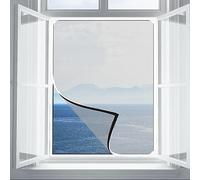 Surplex Adjustable DIY Magnetic Fly Screen Window Max 150x130cm with Full Frame Magnetic Strip, Fits Any Size Smaller,Fibergalss Mesh Easy Installation Keep Bugs/Flys/Mosquitoes Out, White Frame & Net