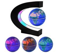 Surplex Floating World Globe with Colored LED Lights, Magnetic Levitation Field World Map for Educational & Gift, Home/Office Desk Decor for Kid Friend (Blue Glowing Sphere Model)