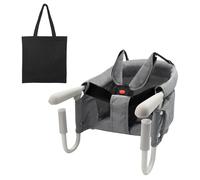 Surplex Folding Baby Hook On Seat, Portable Table High Chair with 5-Point Safety Harness, Shoulder Strap Mats & Removable Seat Cushion & Carry Bag, Clip on Baby Chair for Travel & Home, Grey