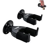 Surplex Guitar Wall Mount Hanger with Auto Lock - Adjustable Universal Hook Holder Stand for Acoustic, Electric, Bass Guitars, Banjo, Mandolin, Ukulele & More - Black-2 Pack