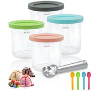 Surplex Ice Cream Containers for Ice Cream, Ice Cream Pints Cups Set of 4 with Lids & Spoon, Creami Container for Ninja Creami Ice Maker, Tubs Accessories for NC301 NC300 NC299UK Series, BPA-Free