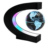 Surplex Luminous Floating World Globe with 7 Color Lights, C-Shaped Automatic Rotating Globe, Magnetic Field Levitation World Map Educational, Home/Office Desk Decoration Birthday Present for Kids