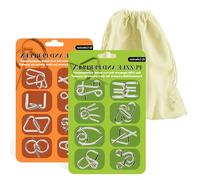 Surplex Mini Brain Teasers Metal Puzzle, IQ Toys IQ Test Mind Game Toys Magic Trick Educational Intelligence Puzzles Toy for Kids Students & Adults, Set of 16