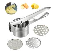 Surplex Potato Ricer Masher, Multifunctional Professional Masher for Baby Food, Vegetable, Puree, Fruit Press, 304 Stainless Steel, with 3 Replaceable Strainer for Fine, Medium, Coarse Ricing