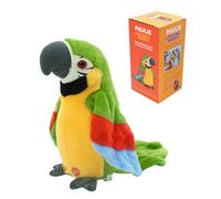 Surplex Sound Repeating Parrot Plush Plush Interactive Toy, Waving Wings Electronic Record Bird Toy Stuffed Animal Sensory Educational Toy Cute talking parrot toy Birthday Xmas Gift for Kids, Green