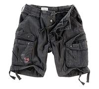 Surplus Mens Military Cargos Airborne Vintage Cotton Police Shorts Black Washed