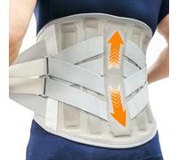 SURPOWN Back Brace for Lower Back Pain Men Women, Lumbar Support Belt with 3-Layer Adjustable Straps,Breathable Mesh for Herniated Disc,Sciatica,Scoliosis, Grey L