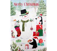 Surprise 3D Pop Out Snowman & Penguins Christmas Pop Up Greeting Card XHH006S