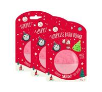 Surprise Bath Bomb x3 - Scented Fizzy Bath Bombs with Hidden Christmas Squishy Toy - Kids Gift Set - 3 Pack - Suitable for Ages 6+