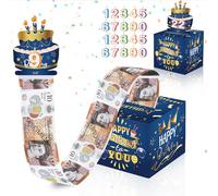 Surprise Birthday Box. Birthday Money Box Cash Gift Pull with DIY Stickers, Transparent Bags And Pull-Out Card. Practical Money Gift Ideas for Cash Presents, Colour Suitable for All Ages