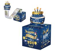 Surprise Birthday Money Box Cash Gift Pull, Fun and Novelty Money Gift Box, Birthday Money Box With Drawtab and 50 Transparent Bags
