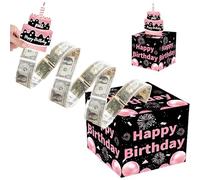 Surprise Birthday Money Box Cash Gift Pull, Fun and Novelty Money Gift Box, Birthday Money Box With Drawtab and 50 Transparent Bags