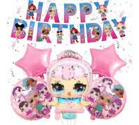 Surprise Birthday Party Decorations Girls, Theme Party Decorations with Happy Birthday Banner & Surprise Balloons, Foil Balloons Decora tions for Kids Theme Par-ty Supplies