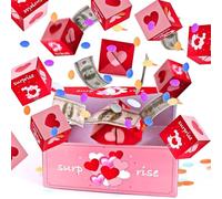 Surprise Bouncing Money Gift Box for Birthdays and Valentine's Day - 20 Interactive Bouncing Cubes with Heart Design, Pre-Assembled Explosive Cash Box for Weddings and Christmas Surprises