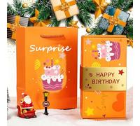 Surprise Box Gift Box - Creating the Most Surprising Gift, 2025 Surprise Gift Box Explosion for Money, Christmas Pop-Up Surprise Cash Explosion with Confetti, Fun DIY (Yellow Happy Birthday)