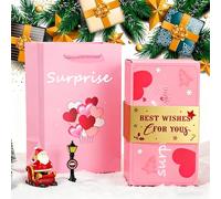 Surprise Box Gift Box - Creating the Most Surprising Gift, 2025 Surprise Gift Box Explosion for Money, Christmas Pop-Up Surprise Cash Explosion with Confetti, Fun DIY (Pink Best Wishes for You)