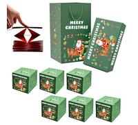 Surprise Box Gift Box for Money, Merry Christmas Folding Bouncing Gift Boxes, Folding Bouncing Pop-Up Explosion Gift Box with Gift Bag, for Christmas Birthday Anniversary Valentine's Day (Green*6)