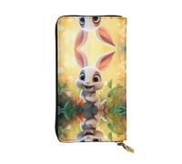 Surprise Bunny Printed leather wallet, 7.5 x 4.1-inch long credit card holder, portable travel cash wallet