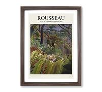 Surprise By Henri Rousseau Exhibition Museum Painting Framed Print | A2 Walnut Framed Wall Art | Ready to Hang | Modern Historical Picture | Living Room Bedroom Lounge Office
