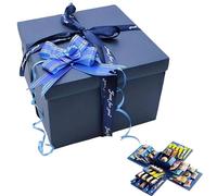 Surprise Diy Explosion Gift Box 5 Layer Creative Surprise Box With Ribbon Double Sided Tape DIY Photo Album Scrapbook Folding Gift Box For Birthday Valentine'S Day Anniversary (Blue)