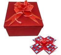 Surprise Diy Explosion Gift Box 5 Layer Creative Surprise Box With Ribbon Double Sided Tape DIY Photo Album Scrapbook Folding Gift Box For Birthday Valentine'S Day Anniversary (Red)