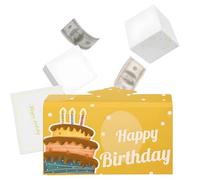 Surprise Exploding Card, Surprise Explosion Gift Box for Birthday Celebrations, Yellow Happy Birthday Greeting Card Explosion Money Box DIY Photo Folding Gift Box (1 Card Envelope, 2 Explosive Boxes)