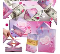 Surprise Exploding Gift Box for Valentine's Day - Creative Heart-Shaped Pink Box, DIY Photo Folding Gift Box, Pop-Up Explosion Money Gift Boxs for Valentine's Day (Purple (sheets*18 + box*1 + bag*1))